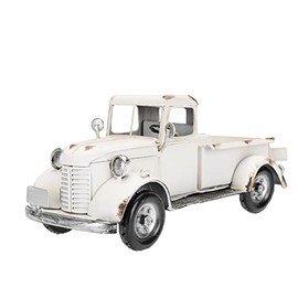 SOFFEE DESIGN 12in Collectible-Vehicles Classic Truck, Pick-up Model Iron Decorations, Collectible Figurine Desktop Car Wine Holder for Home Decor, White
