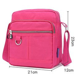 GFM® Womens Nylon Waterproof Cross Body Shoulder Bag - S1-Hot Pink - (NCB-9925-CRTGLB)