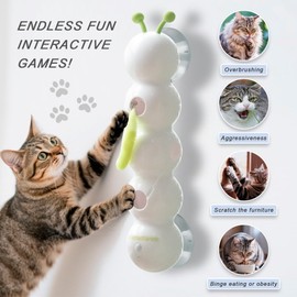 Sttlejura Smart Motion Cat Toy, Automatic Interactive Cat Toy, USB Rechargeable with Suction Cup, Wall Mounted for Indoor Cats Jumping, Pouncing (White, 1pc)