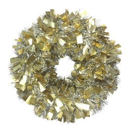 Brite Star 20 in Extra Wide/Narrow Tinsel Wreath, Shiny Silver Wide/Embossed Gold Narrow