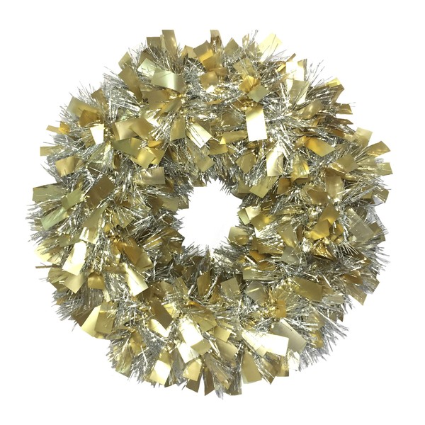 Brite Star 20 in Extra Wide/Narrow Tinsel Wreath, Shiny Silver