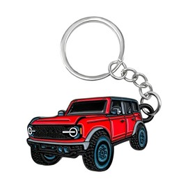 JUSTTOP Car Keychain, Bronco Key Chain Metal Key Fob, Cool Car Model Keychain for Bronco 2021 2022 2023, Car Accessories (Red)