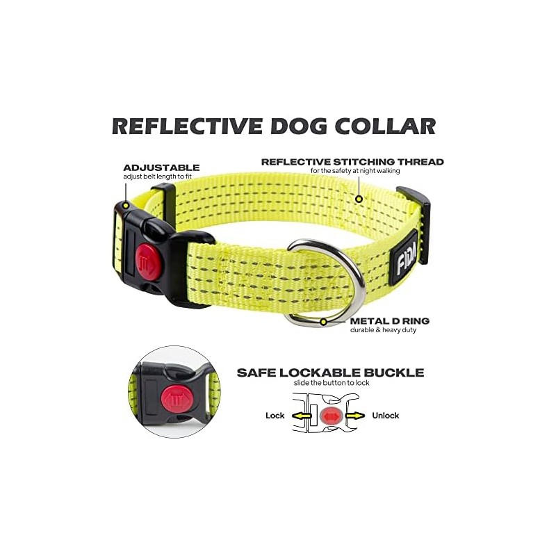 Fida Collar reflectante para perro, collares de nailon con colores