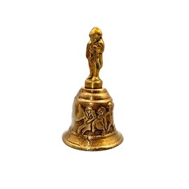 LivuX Antique Burnished Brass Table Bell, Height 12 cm, Diameter 7 cm - Elegant Historic Bell for Stylish Table Decoration 1033