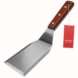 Professional Metal Spatula for Cast Iron Skillets and Flat Top Grills, Full Tang Wooden Handle,1.8mm Thick Stainless Steel Blade, Smash Burger Spatula Turner for Flipper, Cooking, BBQ, 4.7 x 2.7 Inch