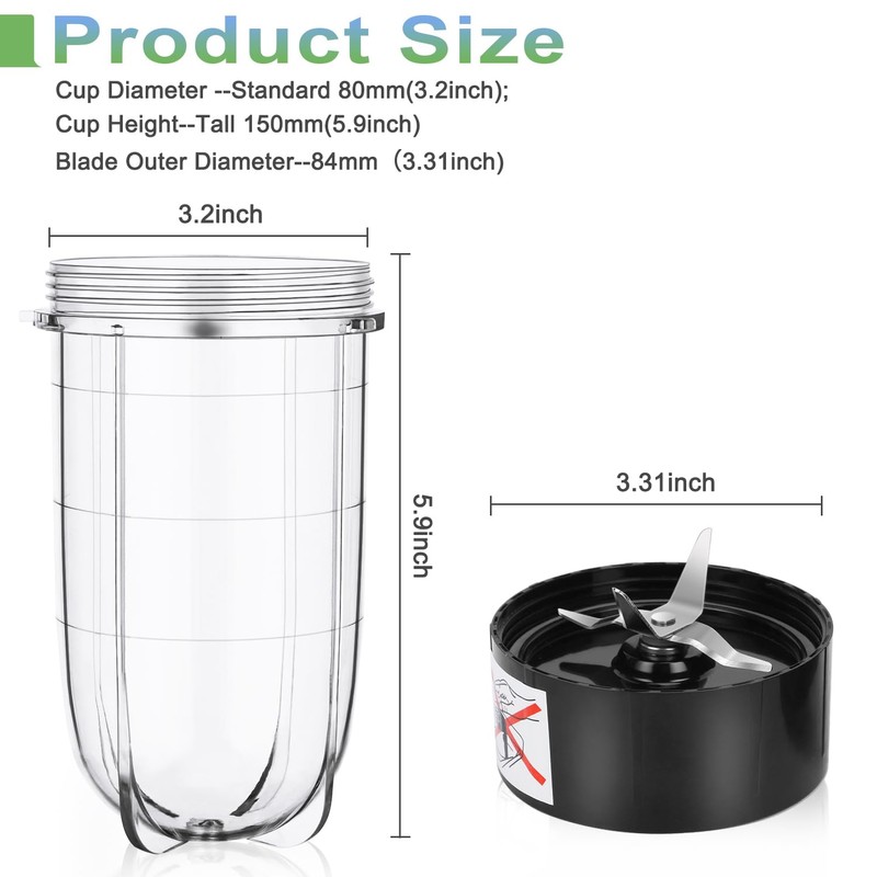 Replacement Cross Blade + 16oz Cup Set for Magic Bullet,