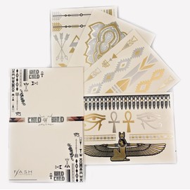 Flash Tattoos 🌟(4 Sheets) Flash Tattoos x Child Of Wild, Metallic Gold Temporary Henna Native