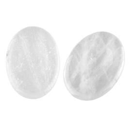 Shanxing Pack of 2 Natural Clear Quartz Thumb Worry Stones for Anxiety Stress Relief, Oval Pocket Palm Tumbled Stones Reiki Healing Thumb Crystal Gift for Mum Women Chakra Meditation with Gift Box