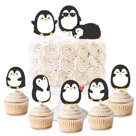 Kreatwow Penguin Cupcake Toppers Picks for Boys Girls Birthday Party Baby Shower Supplies 24 Pack