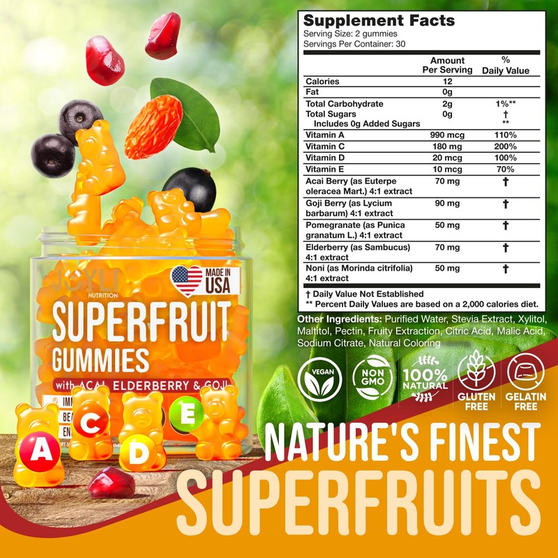 Joyli Superfruit Gummies - Sugar-Free Fruit Multivitamin Gummies for Adults