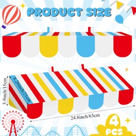 Tallew 4 Pcs 3D Circus Awning Wall Decoration Carnival Awning for Carnival Theme Party Classroom Decorations (Red, Yellow, Blue and White)