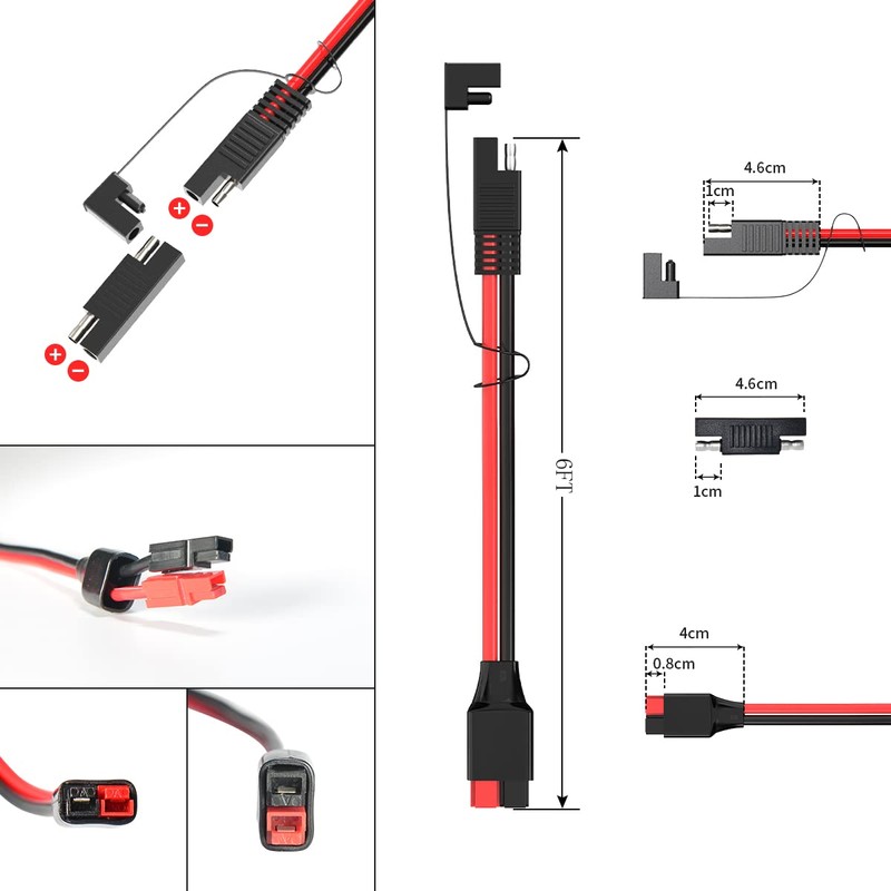 ELFCULB 12AWG SAE to Anderson Adapter,Solar Connector to SAE Extension