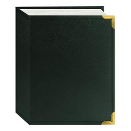 Pioneer Photo Albums 100 Pocket Green Sewn Leatherette Cover with Brass Corner Accents Photo Album, 4 by 6-Inch