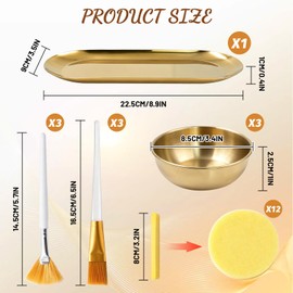 22 PCS Facial Kit with Face Mask Brush, Fan Brush, Sponges, Bowls and Tray