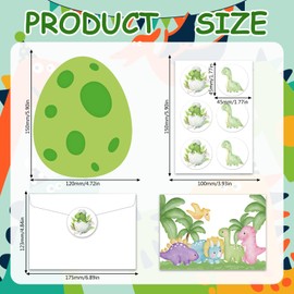 Sxutop Pack of 12 Dinosaur Invitation Cards for Children's Birthday Party Dinosaur Birthday Invitations with 12 Envelopes 12 Stickers Dinosaur Invitation Children's Birthday Party for Birthday Party