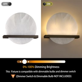 Dolaimy House 2 Light 10" Round Natural Alabaster Bathroom Wall Sconce Modern Concise Style Wall Light Fixture,Oil Rubbed Bronze Finish for Bedroom Hallway Bedside Living Room