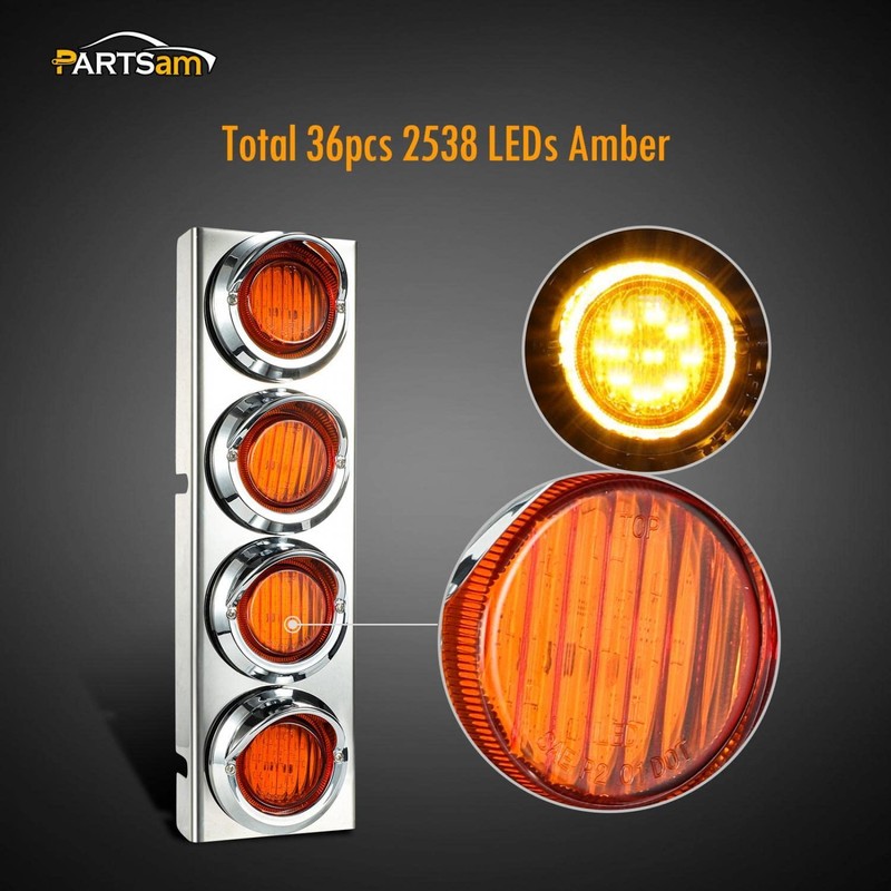 Partsam Trailer Truck Front Air Cleaner Light Bar Bracket Lights