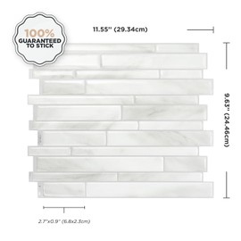 SMART TILES Peel and Stick Backsplash - 5 Sheets of 9.63" x 11.56" - 3D Adhesive Peel and Stick Tile Backsplash for Kitchen, Bathroom, Wall Tile