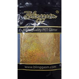Blinggasm Premium Solvent Resistant Polyester Glitter 3.5 oz by Weight .008 or .015 for Tumblers Decoration Crafts Nails Cosmetics Body Paint (Holographic #3 LB200A Diamond Gold, .015 (1/64") 3.5 oz)