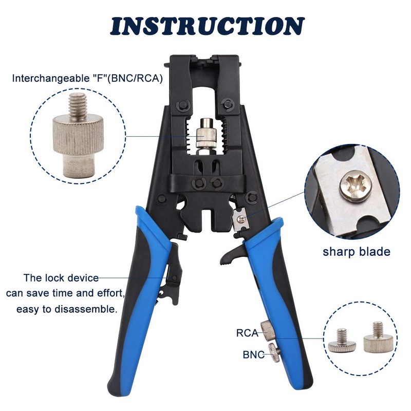 Delgada Multifunctional Coax Compression Connector Crimper Kit with 20 F
