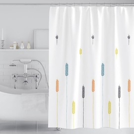 Lkw Ogechi Anti Mould Shower Curtain with Wheat Pattern, 200 Drop Waterproof Quick Drying Bathroom Curtain, 300 CM Extra Wide Polyester Shower Curtain, Washable Wet Room Bath Curtains (240x200cm)