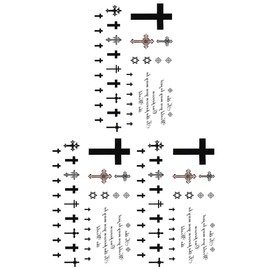 KING HORSE hm603 Tattoo Sticker Cross Letter [Regular Size, Pack of 3]