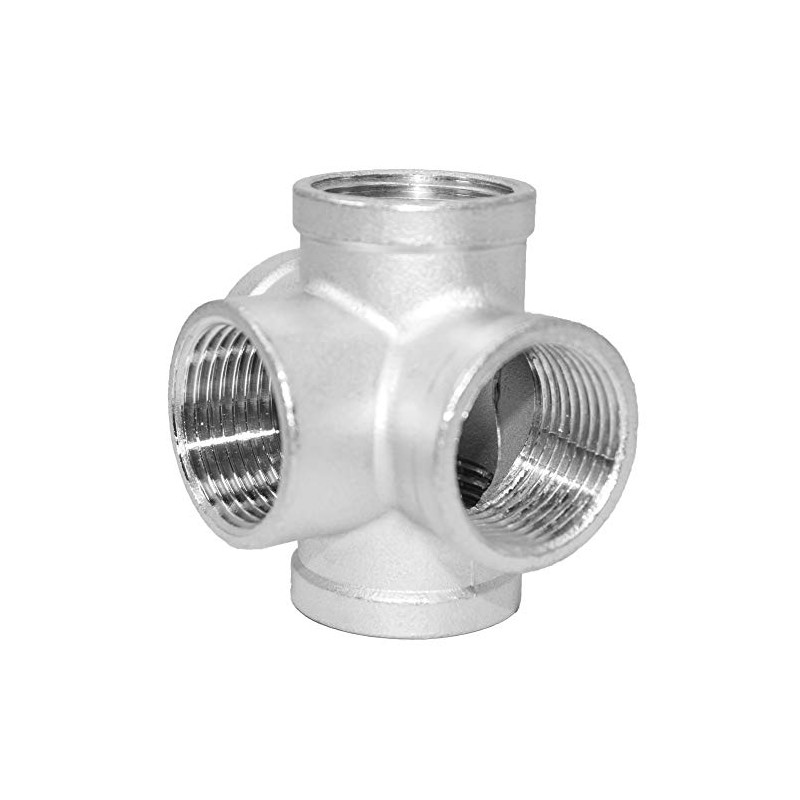 Beduan Stainless Steel 1 Inch 5-Way Outlet Cross Female Pipe