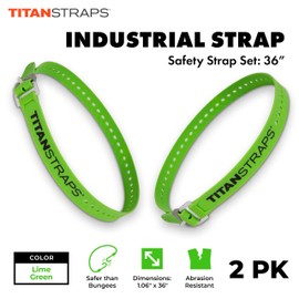 Titan Industrial Straps – Strong & Simple Tie-Downs for Construction (Welders, DIY Home) & 1st Responders – 3 Year Warranty, Batch Tested – 70 lb. Working Load, 36" Length, Lime Green, 2-Pack