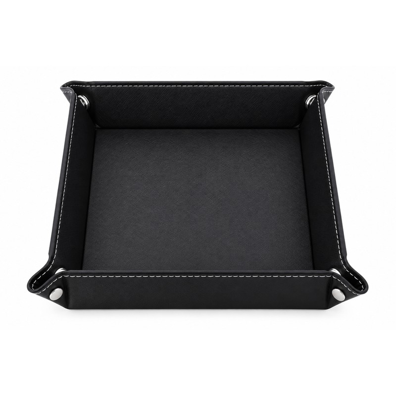 Folding PU Leather Valet Tray for Daily Essentials – Collapsible