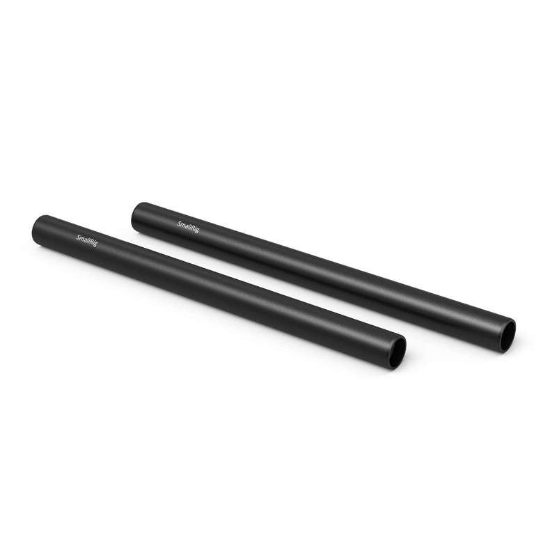 SMALLRIG 2pcs Black Aluminum Alloy 15mm Rod - 20cm 8inch-1051