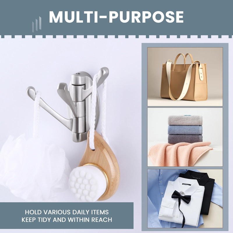 Suyar Brushed Nickel Bathroom Towel Hook, Solid Metal Robe Holder