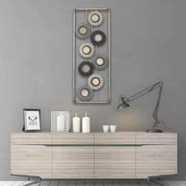 All American Collection New Modern Chic Aluminum/Metal Wall Decor Frame 12"x30" (Hollow Flowers Mirrors)