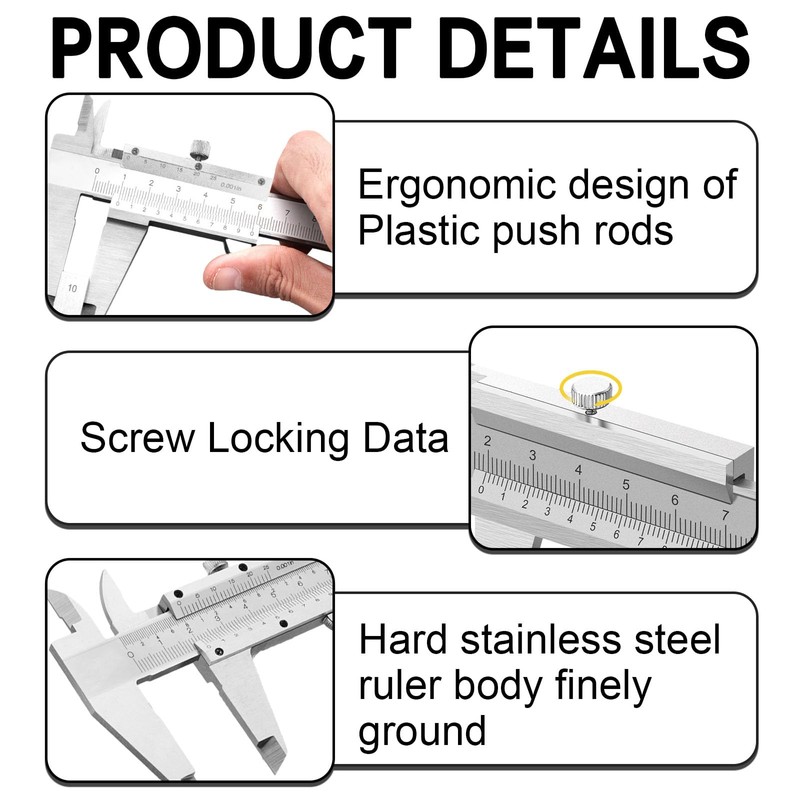 Rierousy Stainless Steel Vernier Caliper 150 mm Precision Caliper with