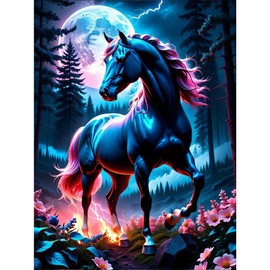 Lxmsja Horse 5D Diamond Painting Kits for Adults, Diamond Art Kits Adults Beginners, Full Drill Animal Diamond Painting Kit, Diamond Crystal Gem Art Kits Adults for Home Wall Decor 30x40cm