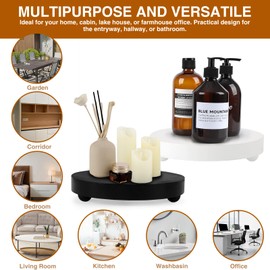 SHINGYU Wood Riser for Display, Round Wood Pedestal Stand for Decor, Plant, Bottle (Black&White)