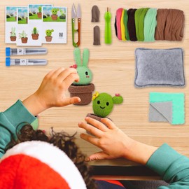 Needle Felting Supplies | Wool Cactus Felting Supplies - Felting Beginner Kit, Needle Felt Kit, Wool Felting Kit for Handmade Felt Crafts