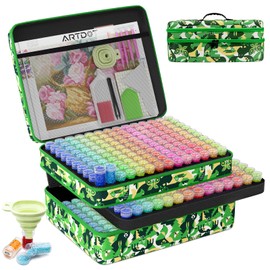 ARTDOT Diamond Painting Storage Containers, 420 Slots Diamond Painting Kits Accessories and Tools Portable Diamond Painting Organizer Case for 5D Diamond Beads Jewelry Rings (Green)