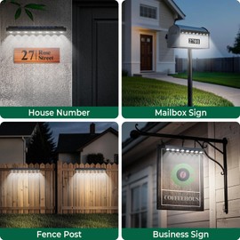 Solar Real Estate Sign Posts Lights 2 Pack - Outdoor Dusk to Dawn Solar LED Signboard Lights for Outdoor Signs, Real Estate Sign Posts,House Number,Commercial Signs and More，6000k White Light