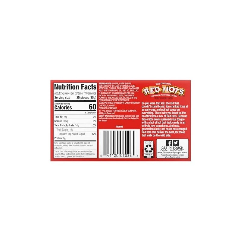 Wonka Red Hots, Cinnamon Flavored Hard Candy, 5.5 Ounce Theater