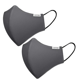 V-Sixtyfour Cloth face mask, reusable, non-medical grade. 3 layers. Pack of 2 masks. Comfort and breathable. Made in Vietnam. (XXL - For extra big size, Gray)