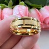 TUTISS 8mm Gold Tungsten Carbide Rings for Men Women Promise