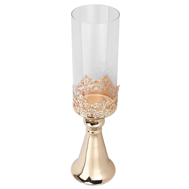 Candle Holder Ornament European Style Wrought Iron Glass Candlestick Wedding