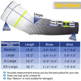 Beister - Mangas de compresión para hombre, mujer, protección solar UV, manga de compresión para ciclismo, Blanco, Large