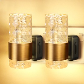 Night Lights Plug into Wall 0-100LM Dimmable Night Light with Dusk to Dawn Sensor 3000K Nightlight for Kids for Bedroom, Bathroom, Hallway, Stairway, Nursery, Gold Wall Decor -2 Pack