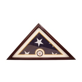 DECOMIL - Flag Display Small Case Box, 5x9 Burial - Funeral - Veteran Flag Elegant Display Case with Flat Base, Solid Wood, Cherry Finish