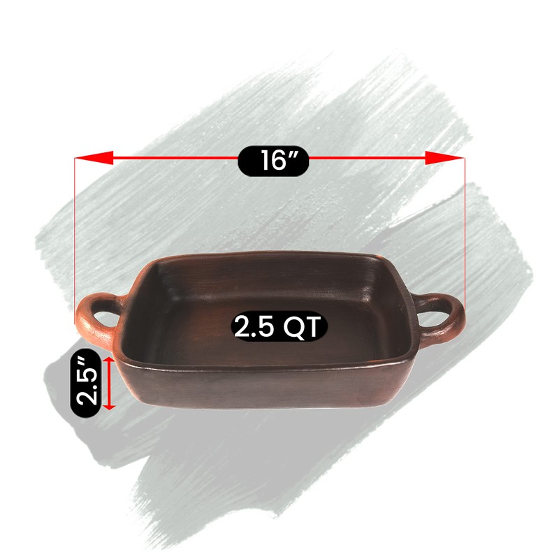 Ancient Cookware Pomairewre Clay Rectangular Roasting Pan, 2.5 Quarts