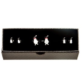 MRCUFF Penguin Black White Tuxedo Cufflinks & Studs Formal Set in Presentation Gift Box & Polishing Cloth