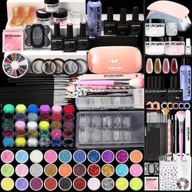 Morovan Blossom Series Acrylic Nail Kit : with UV Lamp, 4 colors Gel Nails Polish with 12 colors Glitter/Party Acrylic Powder Complete Acrylic Nail tools Starter Kit for Beginners - Series: Blossom Pro