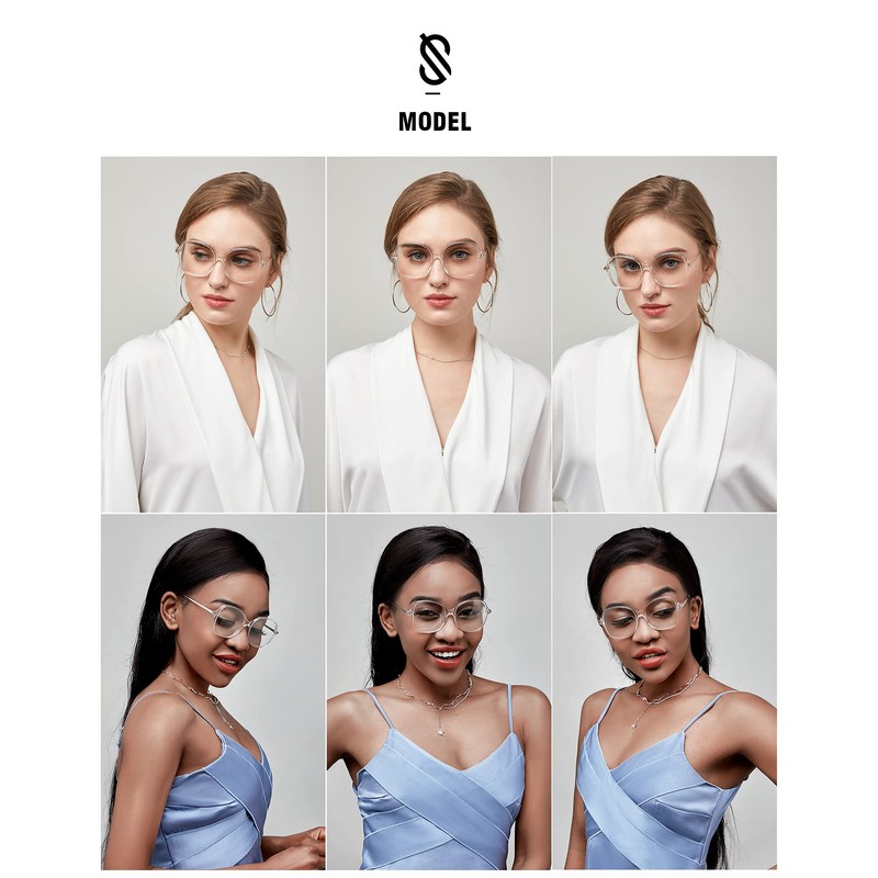 SOJOS Oversized Square Blue Light Blocking Glasses for Women Retro