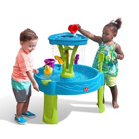 Step2 Summer Showers Splash Tower Water Table for Kids, Outdoor Kids Water Sensory Table, Ages 1.5+ Years Old, 8 Piece Water Toy Accessories, Blue & Green